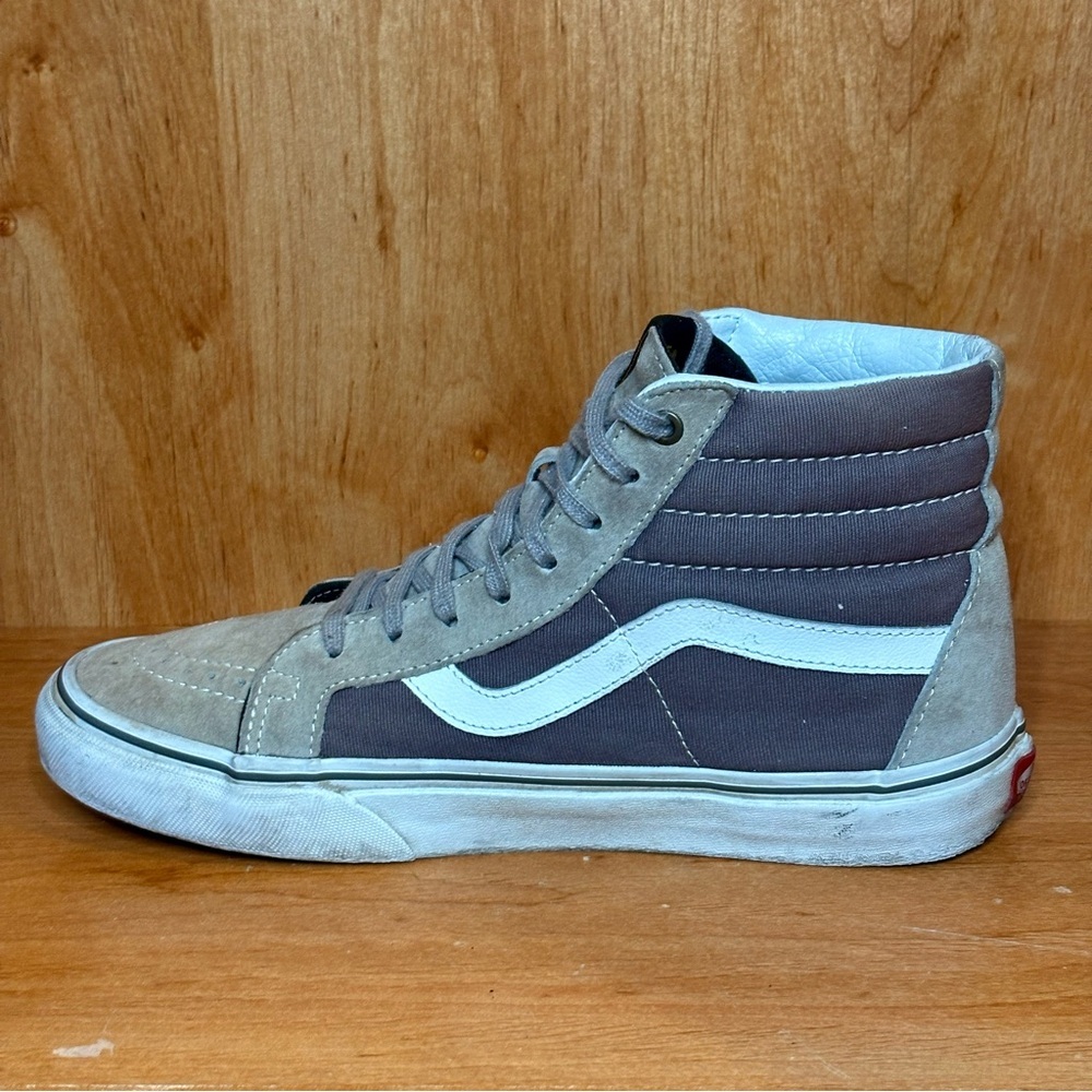 Vans Sk8-HI Old Skool Men 7 Women 8.5 Gray Tan Suede Canvas Skate Shoes Unisex - Picture 2 of 9